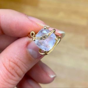 Beautiful Art Nouveau Style Rose Gold Pink Amethyst and Diamond Ring